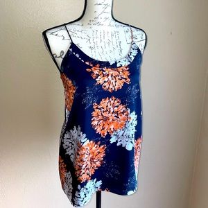 Navy blue flower satiny cami